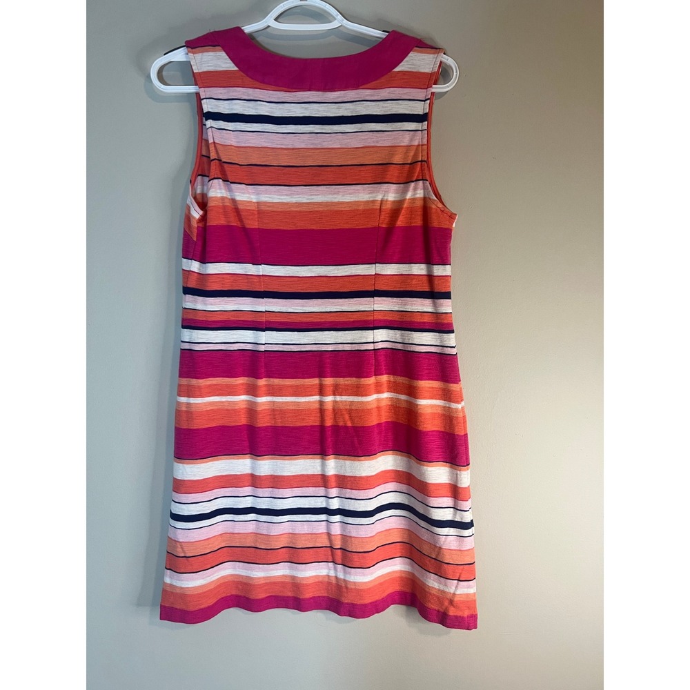 Tommy Bahama Pink Orange Striped V-Neck Sleeveless Cotton Shift Dress Womens S - Picture 3 of 6